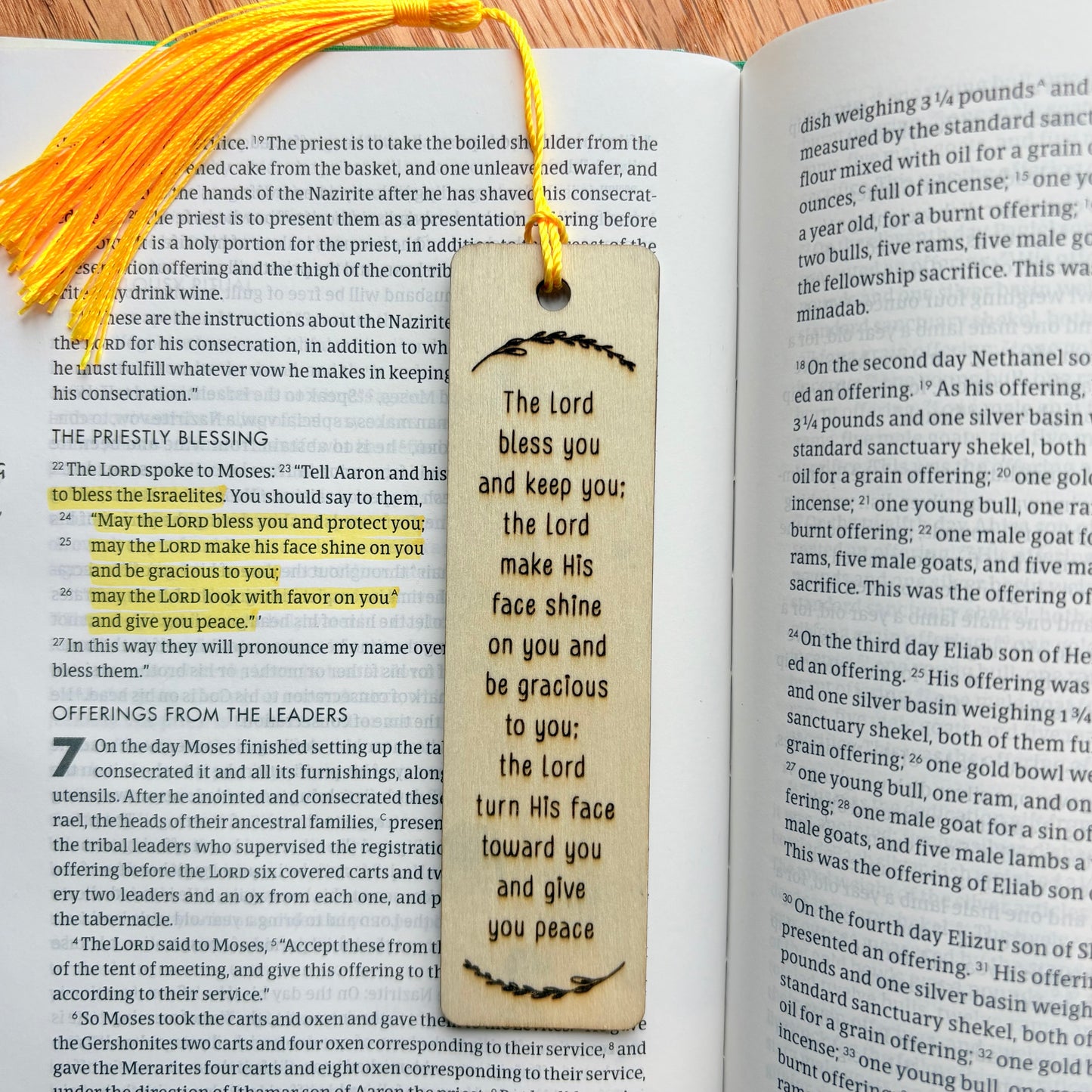'Aaronic blessing' laser engraved wooden bookmark