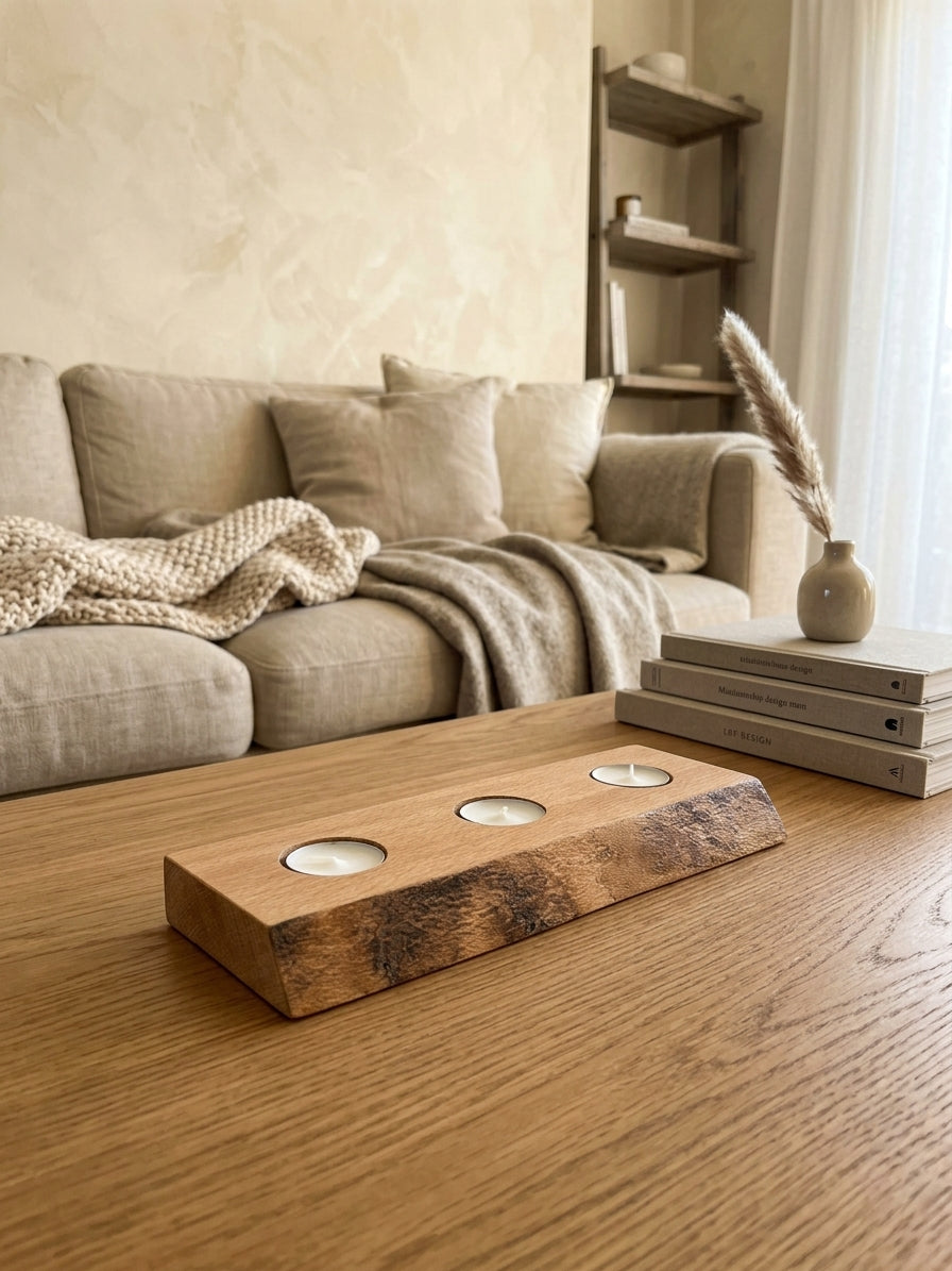 Live edge candle holder