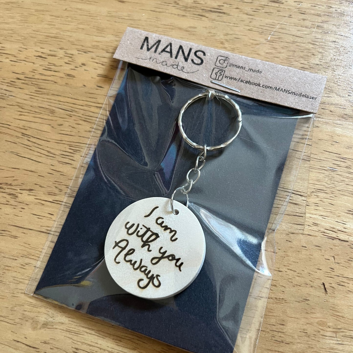 ‘I am with you always' wooden keyring