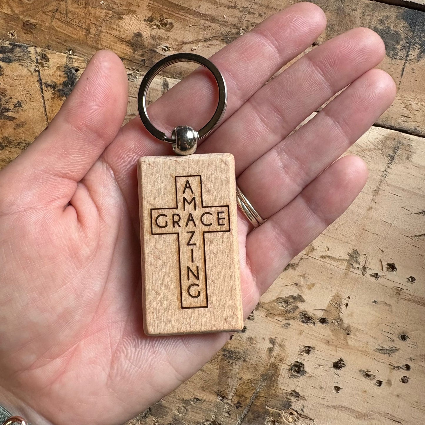 ‘Amazing Grace' wooden keyring