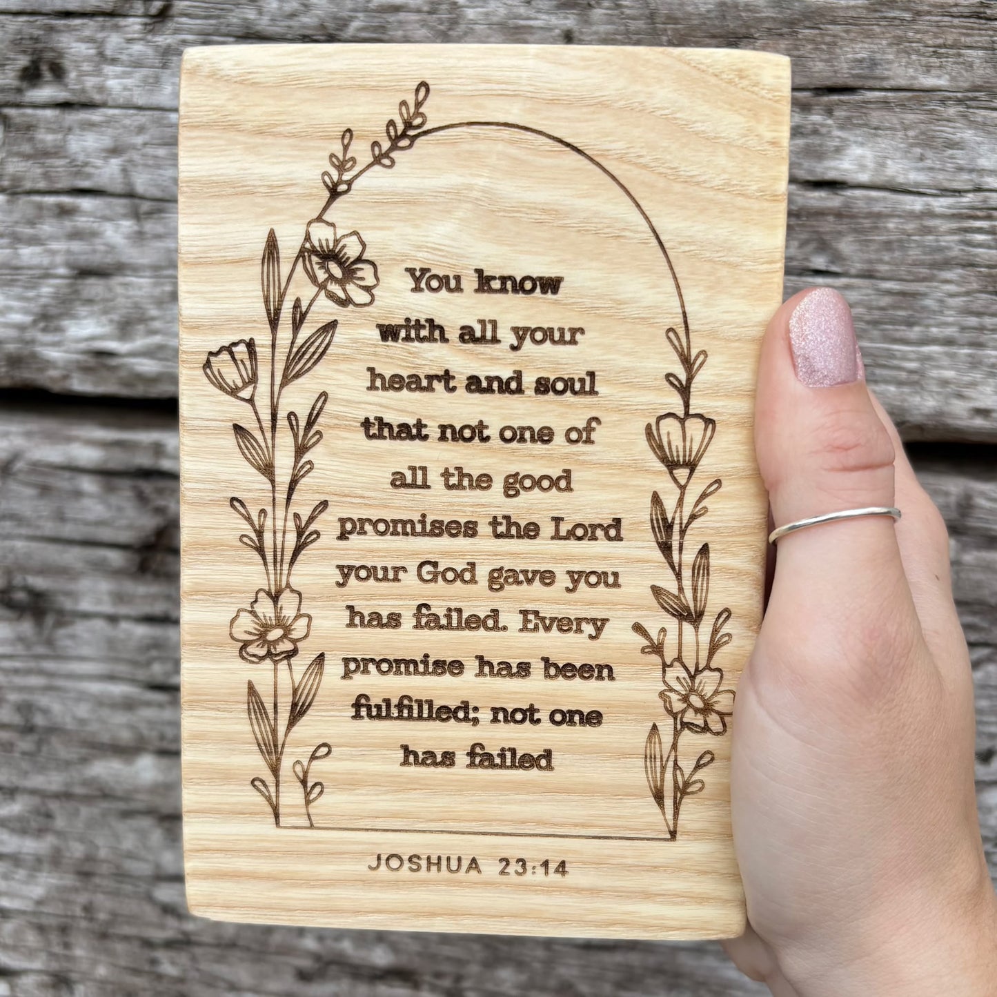 'Not one of the good promises has failed' decorative ash plaque