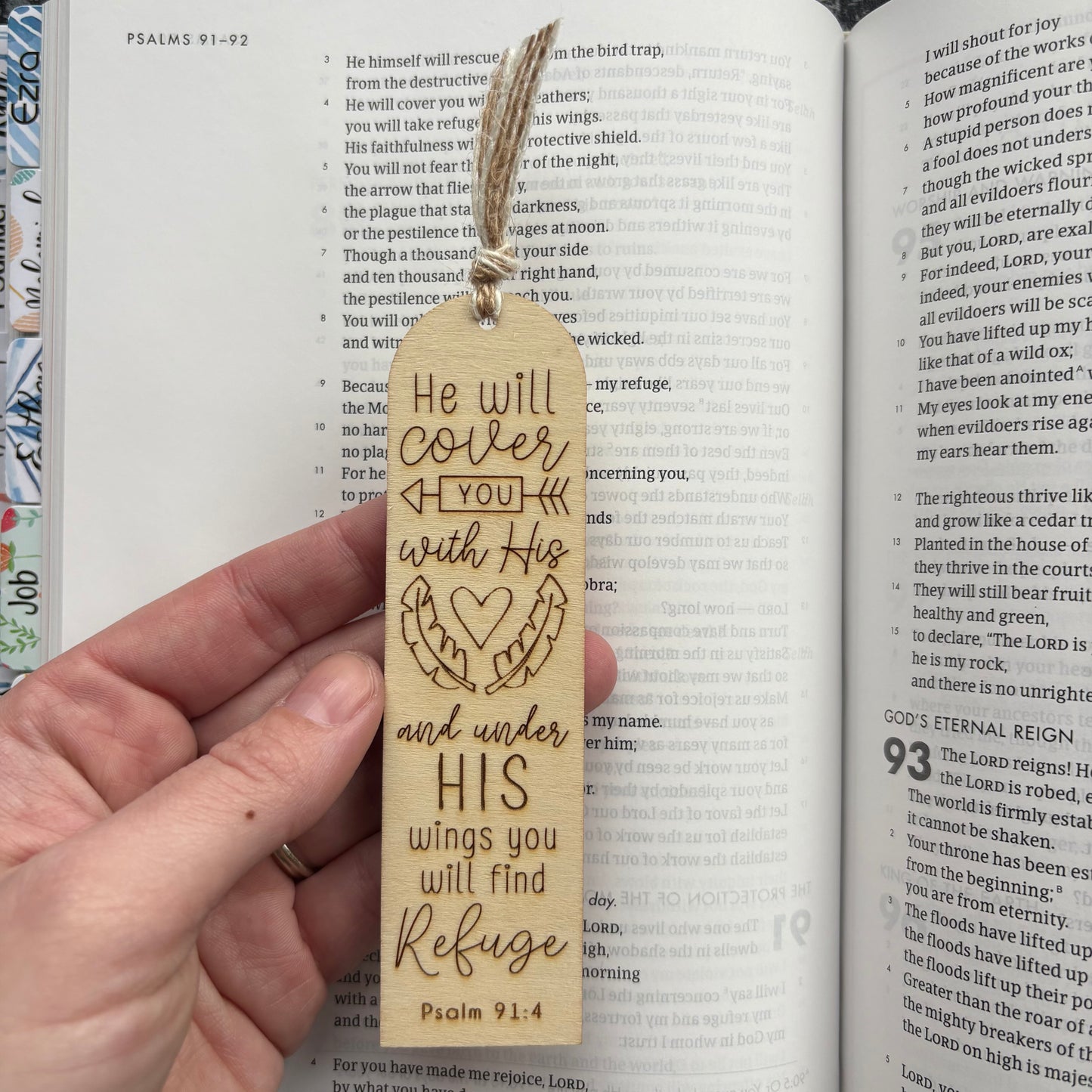 'You will find refuge' laser engraved wooden bookmark
