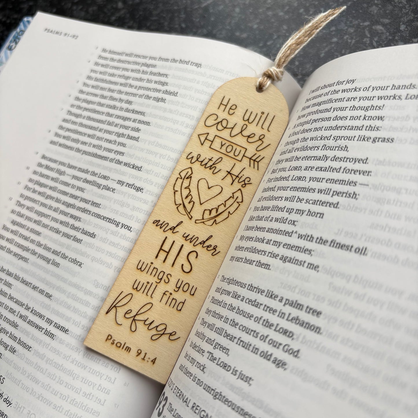 'You will find refuge' laser engraved wooden bookmark