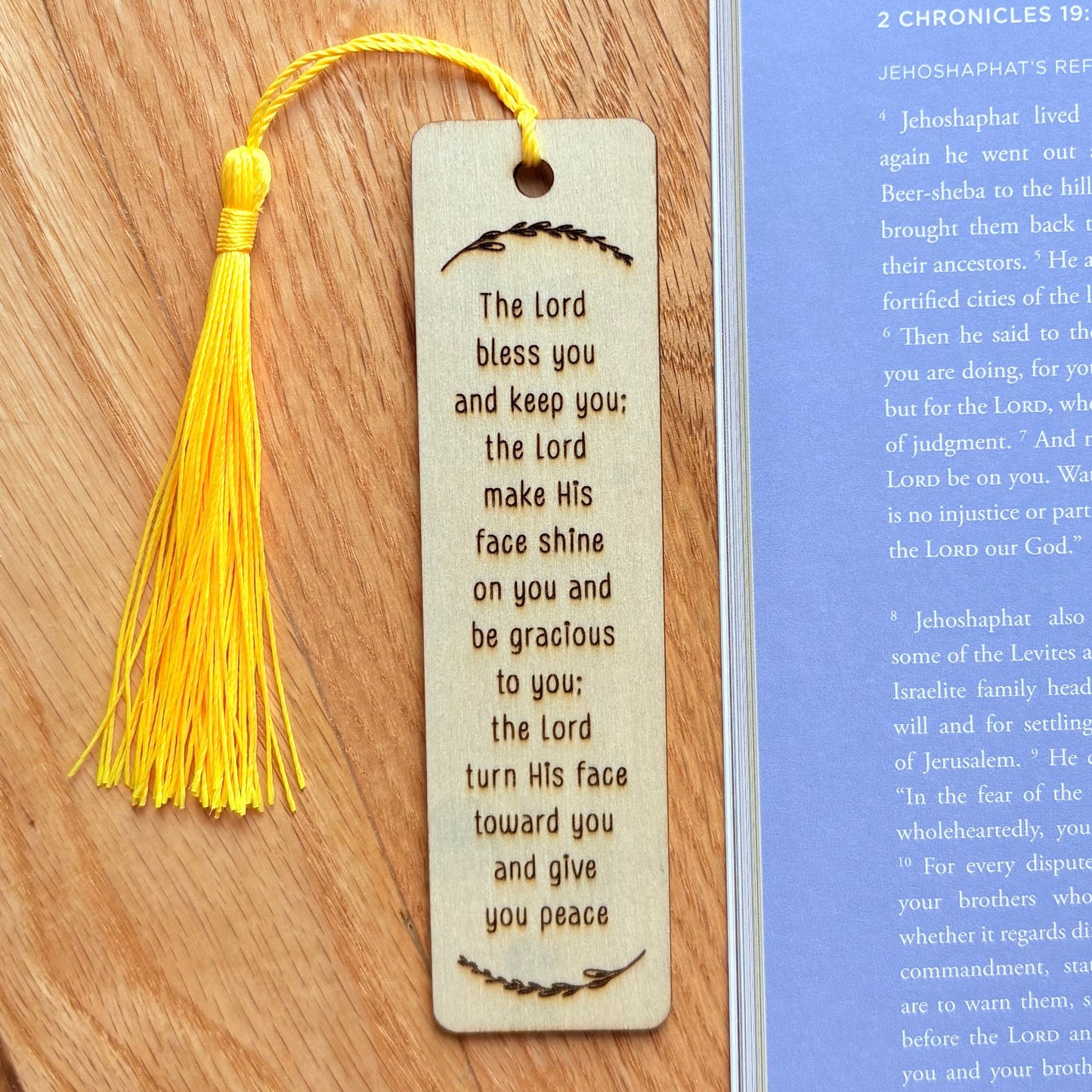 'Aaronic blessing' laser engraved wooden bookmark