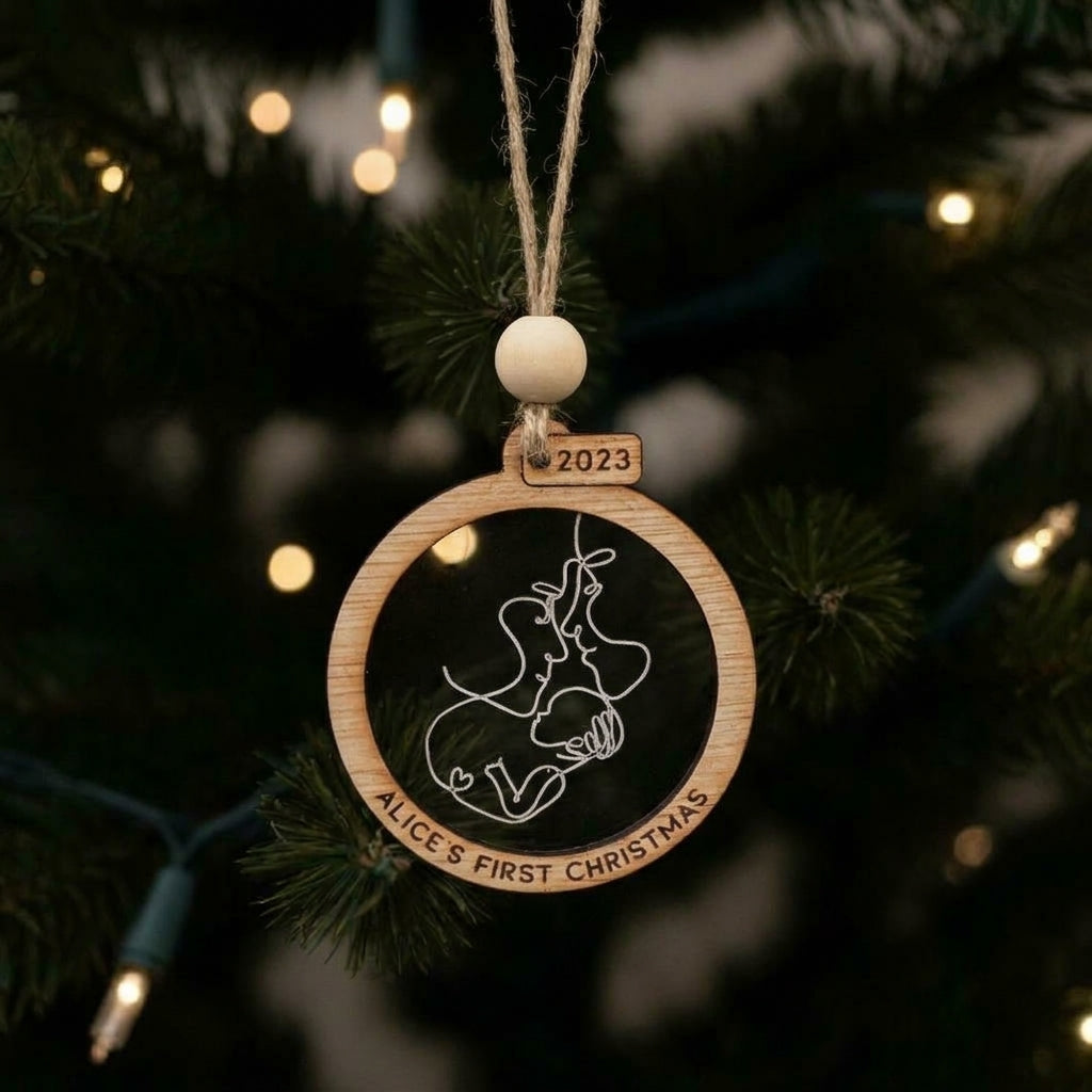 ❆ ‘Baby's first Christmas' - PERSONALISED laser engraved wood/acrylic bauble