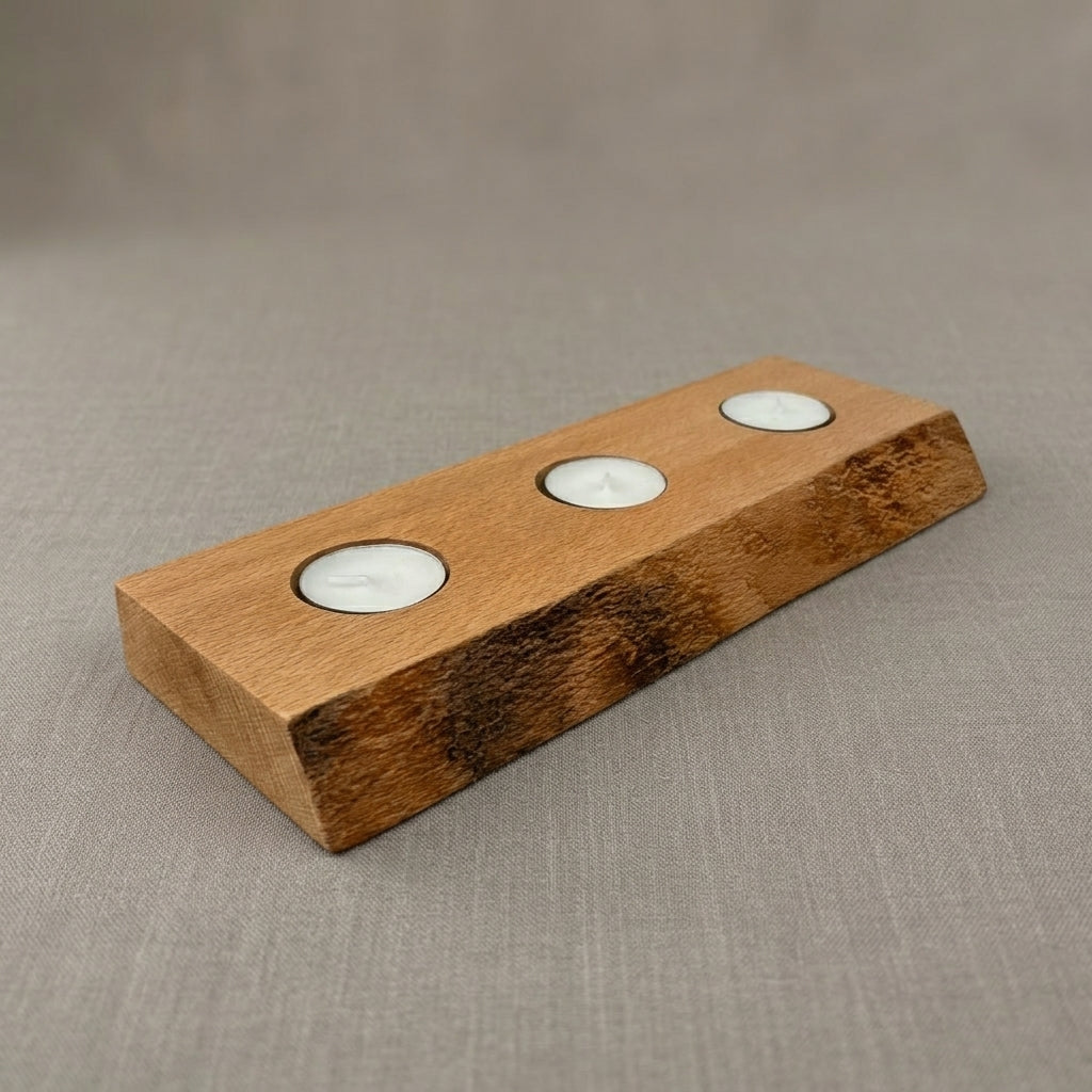 Live edge candle holder