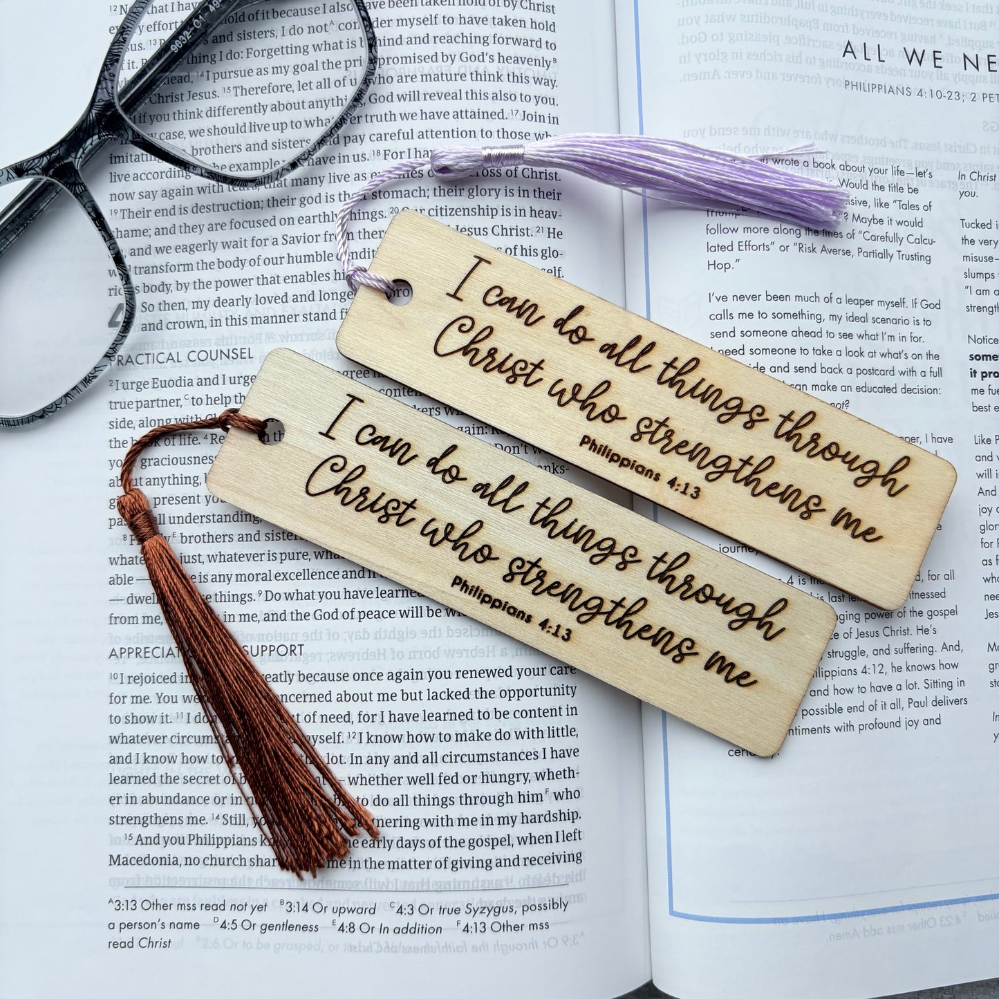 ‘I can do all things' laser engraved wooden bookmark