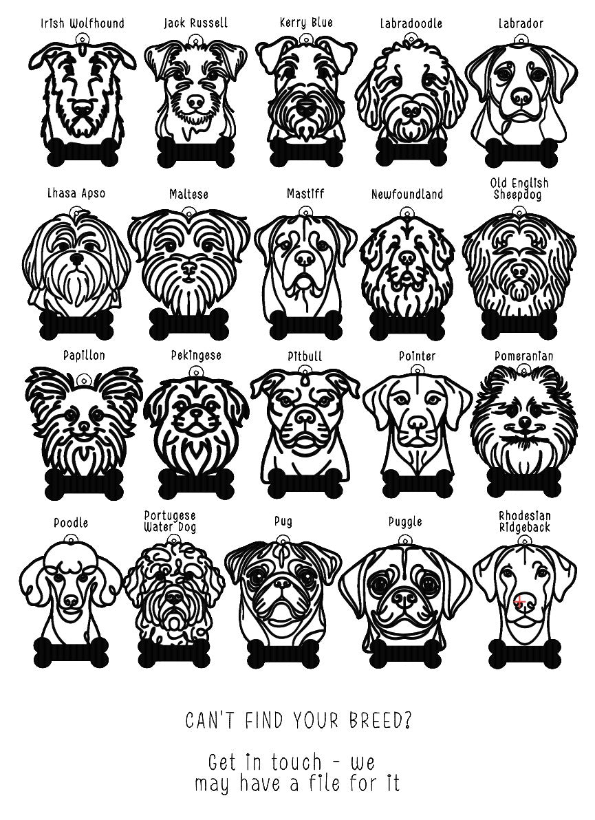 ❆ Personalised dog bauble keepsake - line drawing
