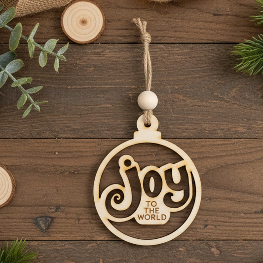 ❆ ‘Joy to the world' - wood/acrylic Christmas bauble