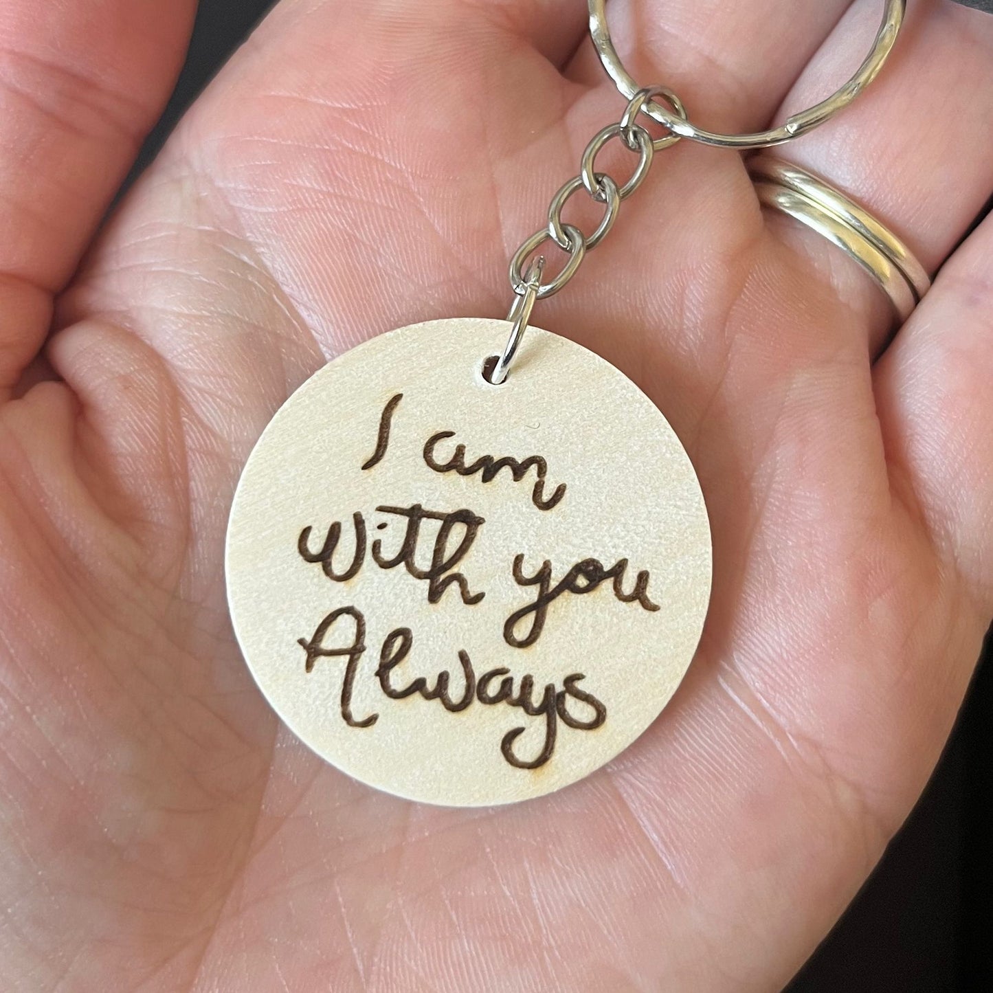 ‘I am with you always' wooden keyring