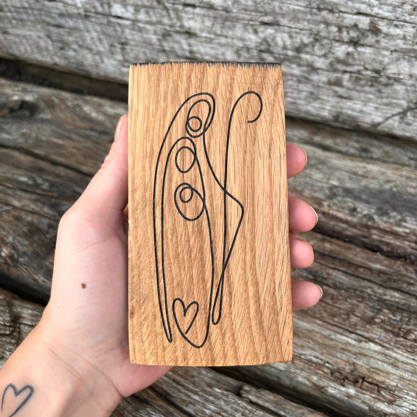 ❆ ‘Nativity' laser engraved white oak plaque