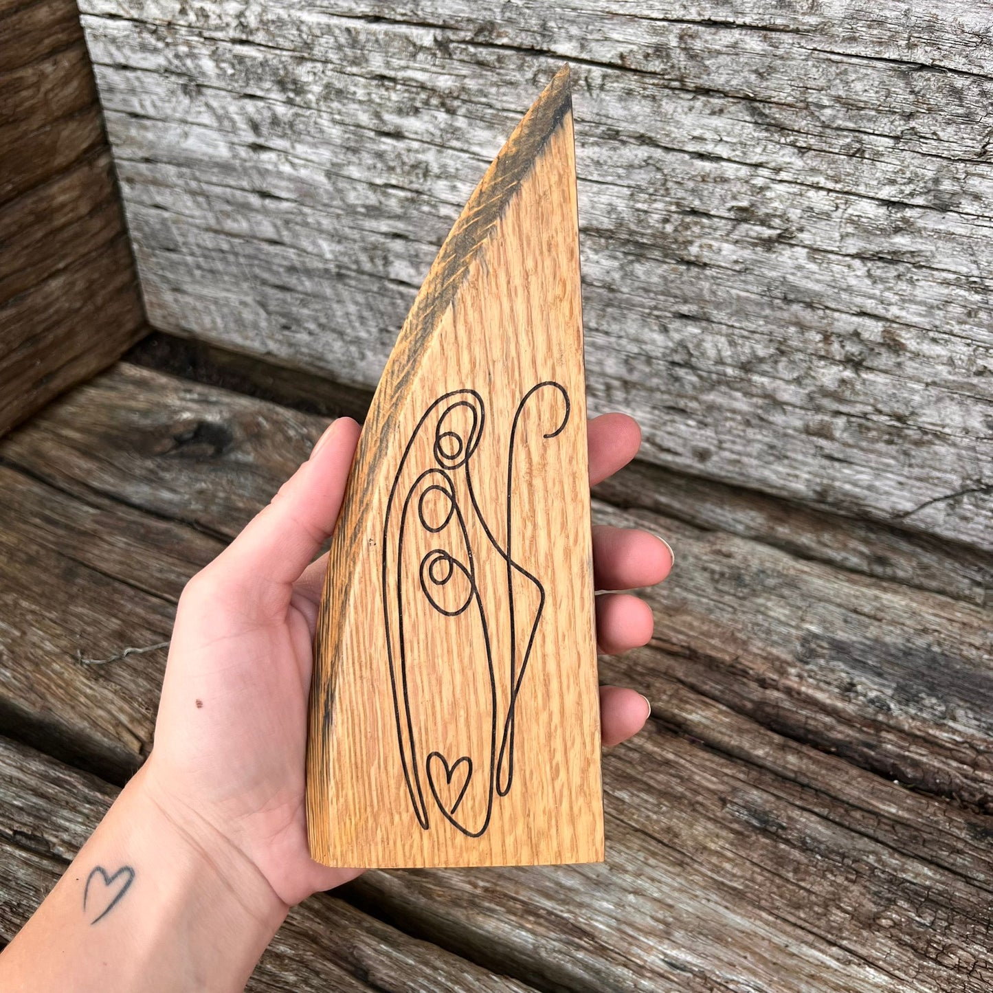 ❆ ‘Nativity' laser engraved white oak plaque