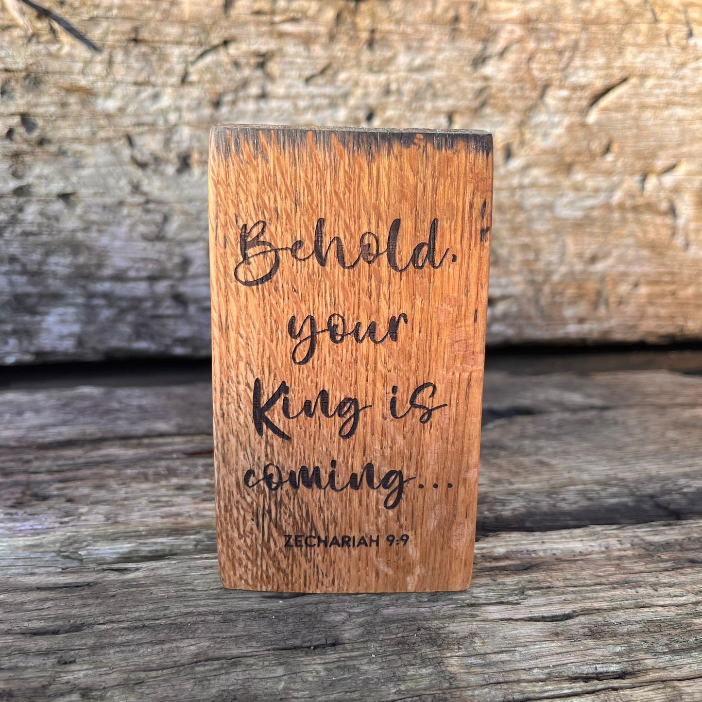 ❆ ‘Your king is coming' - laser engraved white oak Christmas plaque