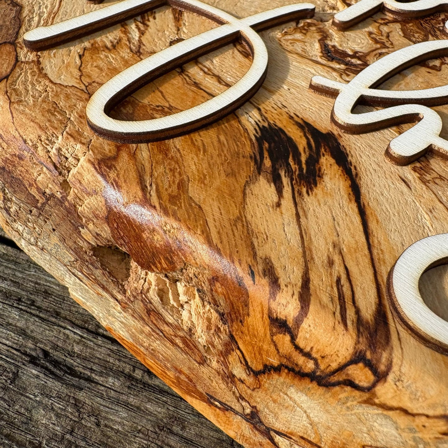 'By His wounds we are healed' - live edge rustic decorative plaque