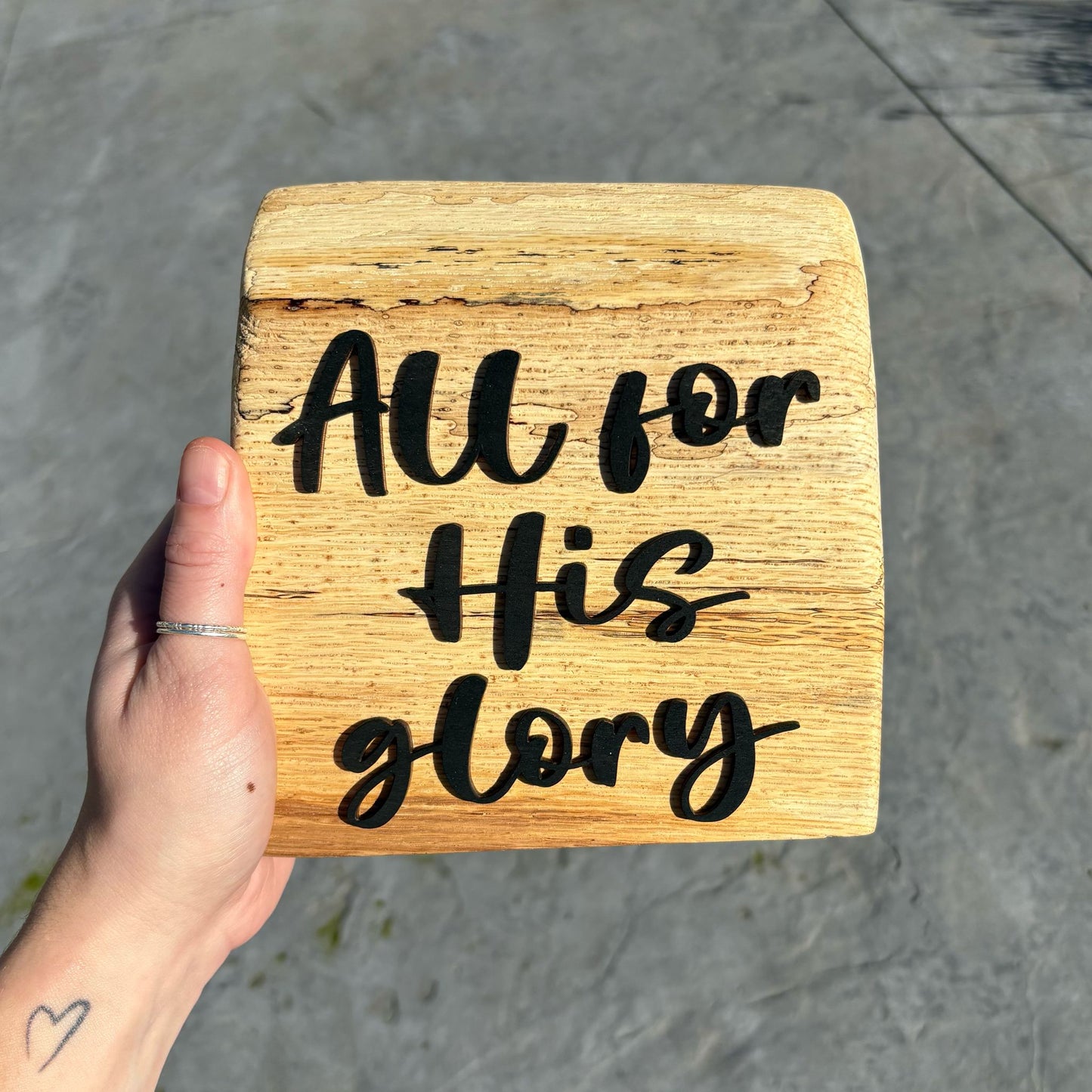 'All for His glory' - live edge rustic decorative plaque