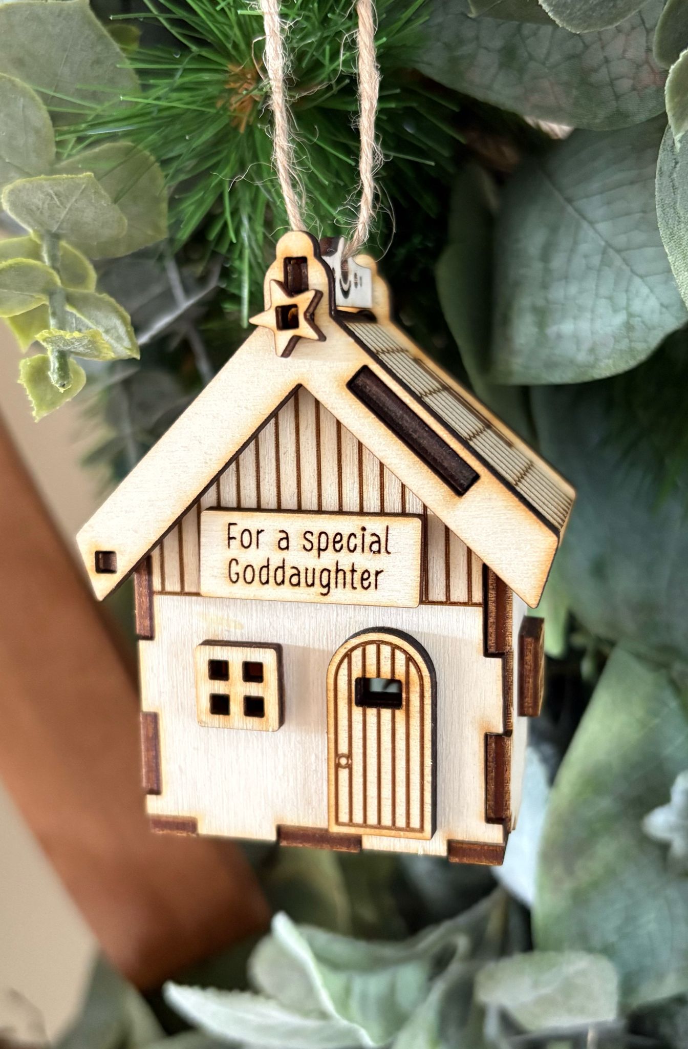 ❆ 3D wooden house bauble - personalised