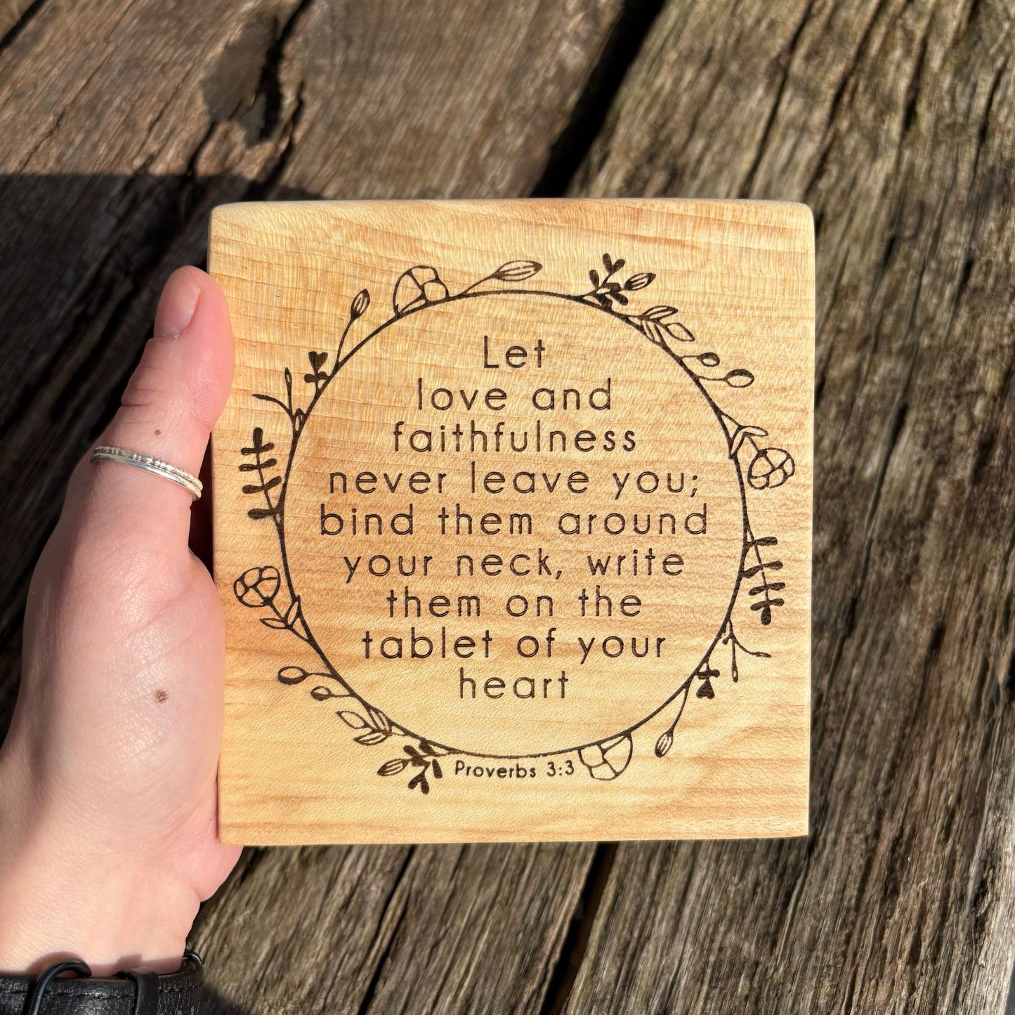 'Let love and faithfulness never leave you' - decorative plaque