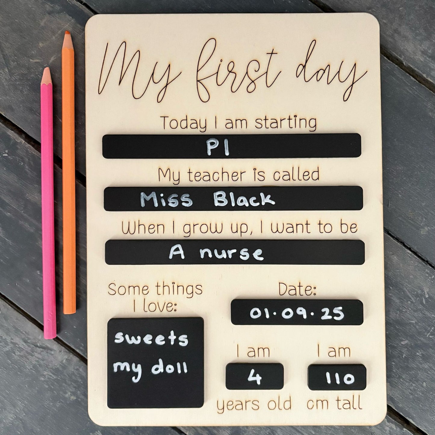 ‘First day of school' board