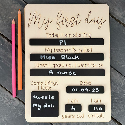 ‘First day of school' board