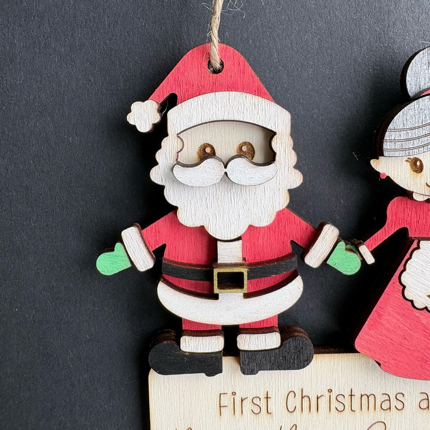 ❆ 'First Christmas as Mr & Mrs' personalised wooden Christmas bauble