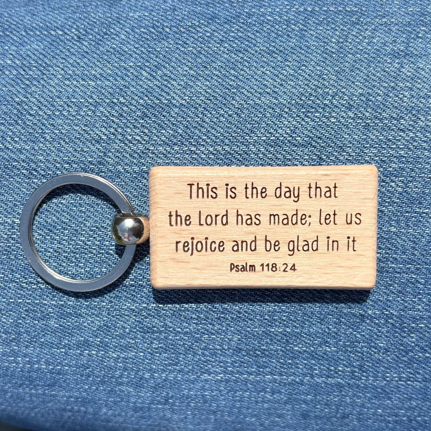 ‘This is the day' wooden keyring