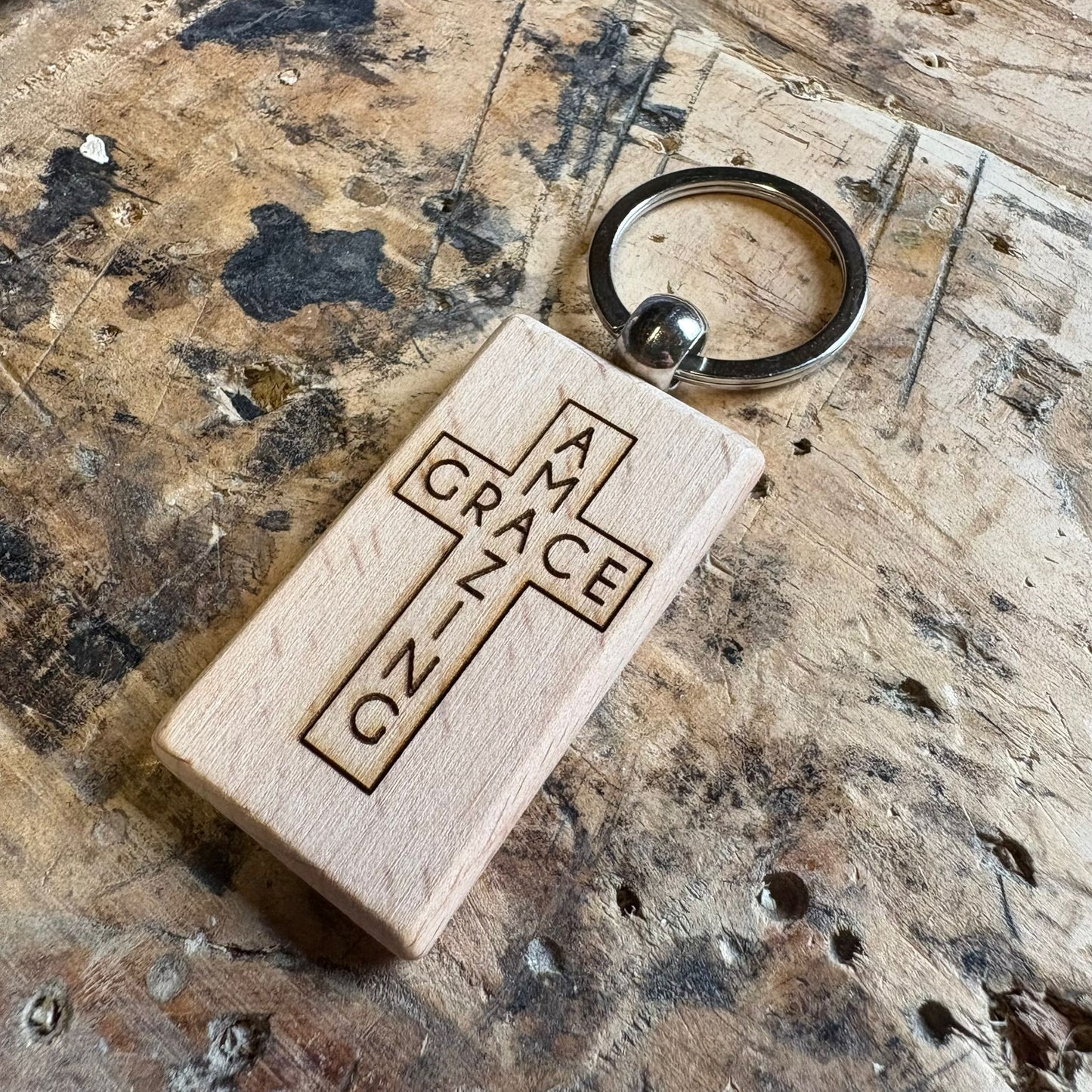 ‘Amazing Grace' wooden keyring
