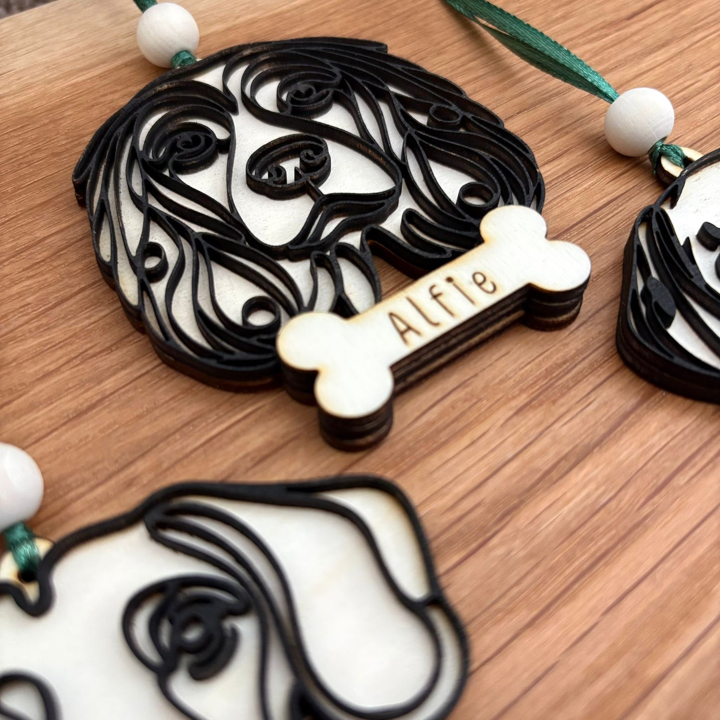 ❆ Personalised dog bauble keepsake - line drawing