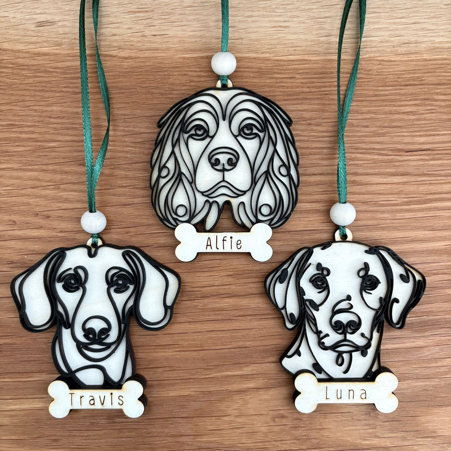 ❆ Personalised dog bauble keepsake - line drawing