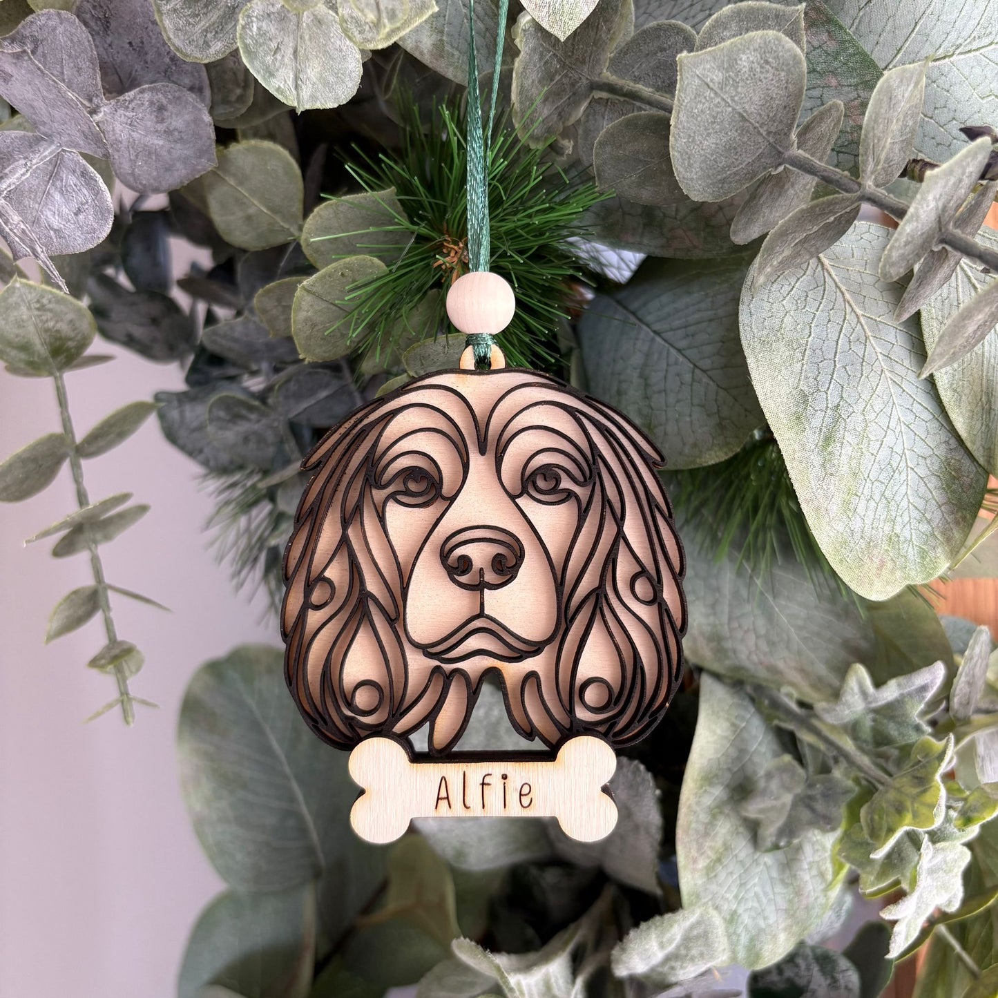 ❆ Personalised dog bauble keepsake - line drawing