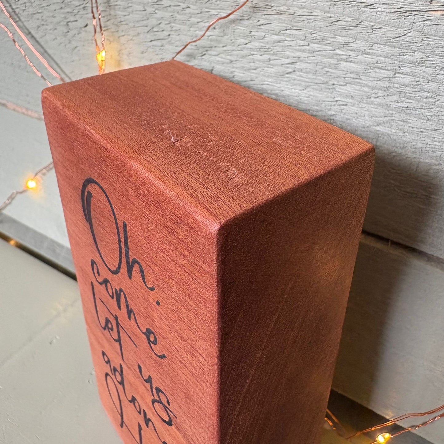 ❆ ‘Come let us adore Him' - mahogany Christmas plaque