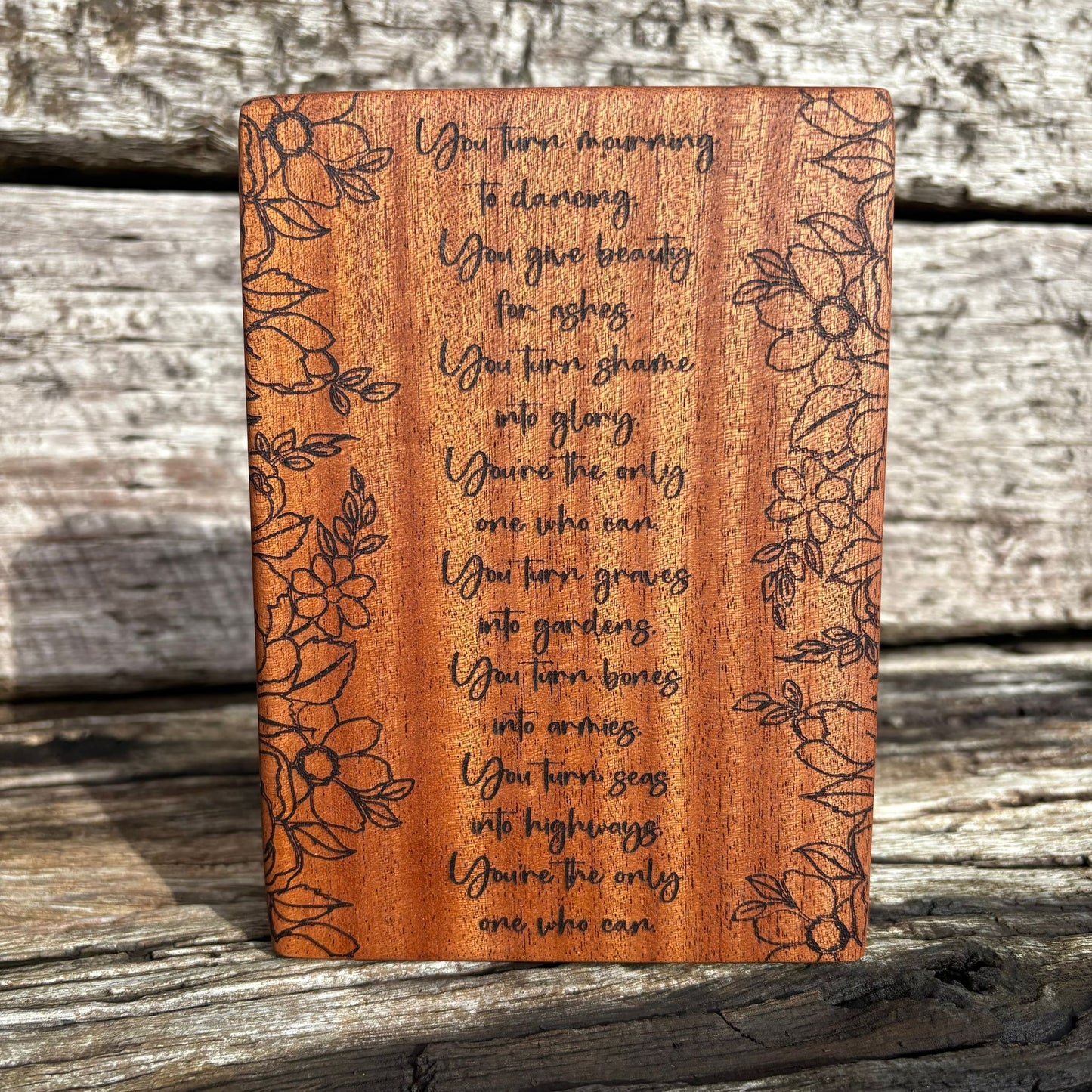 'You're the only one who can' - mahogany decorative plaque