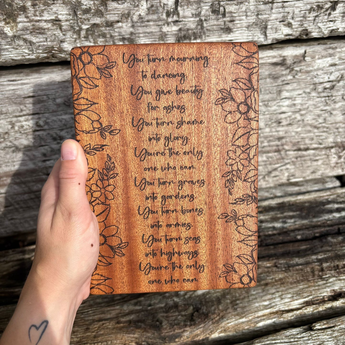 'You're the only one who can' - mahogany decorative plaque