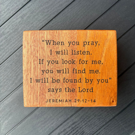 'When you pray, I will listen' mahogany decorative plaque