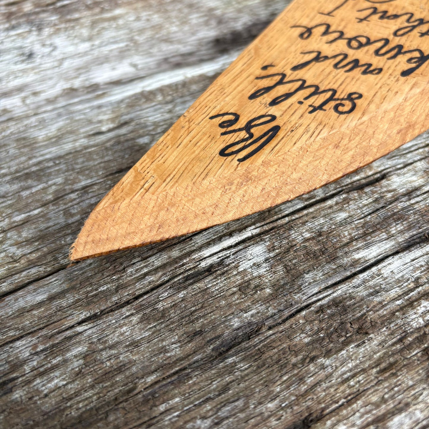 ‘Be still' laser engraved white oak plaque (lid)