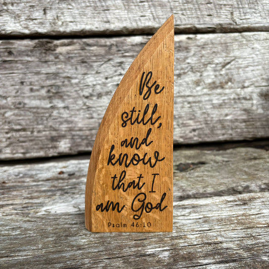 ‘Be still' laser engraved white oak plaque (lid)
