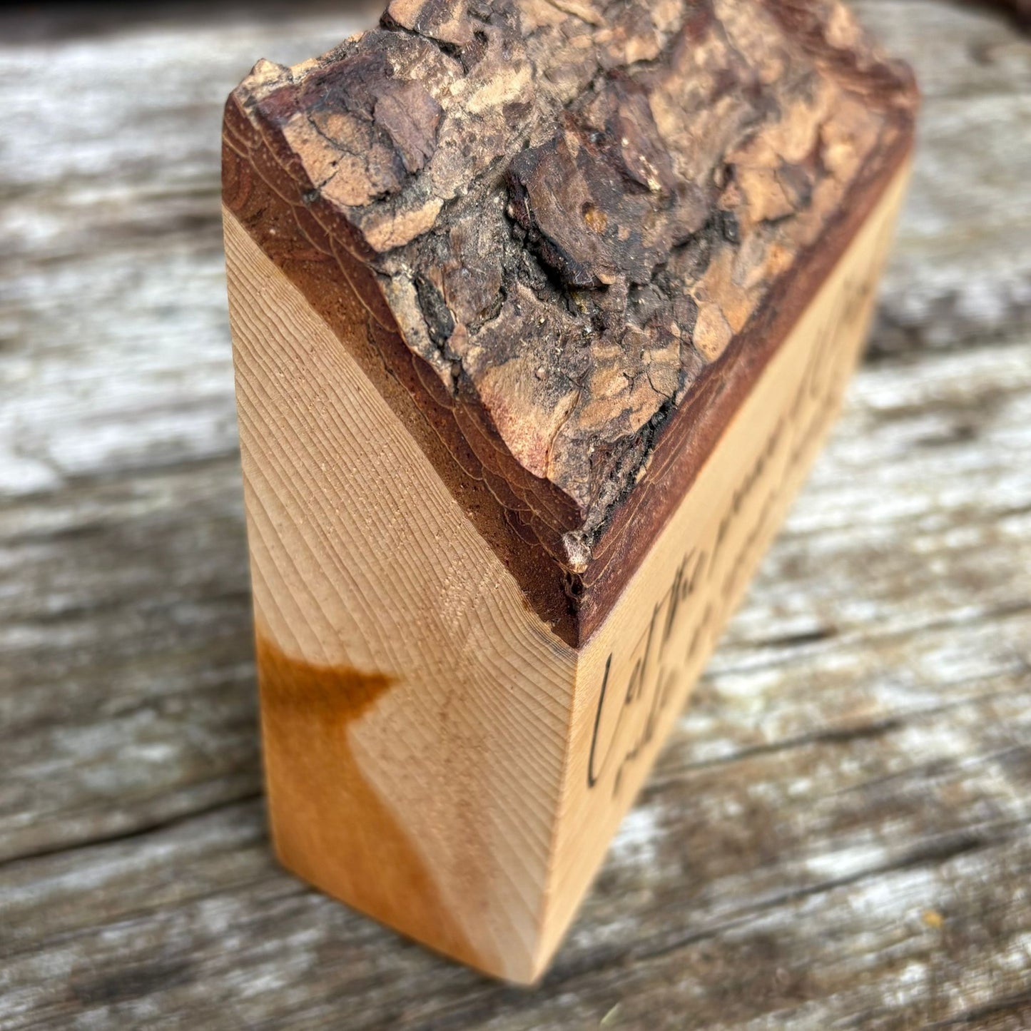 'Let the peace of Christ rule in your hearts' live edge Lebanese cedar plaque