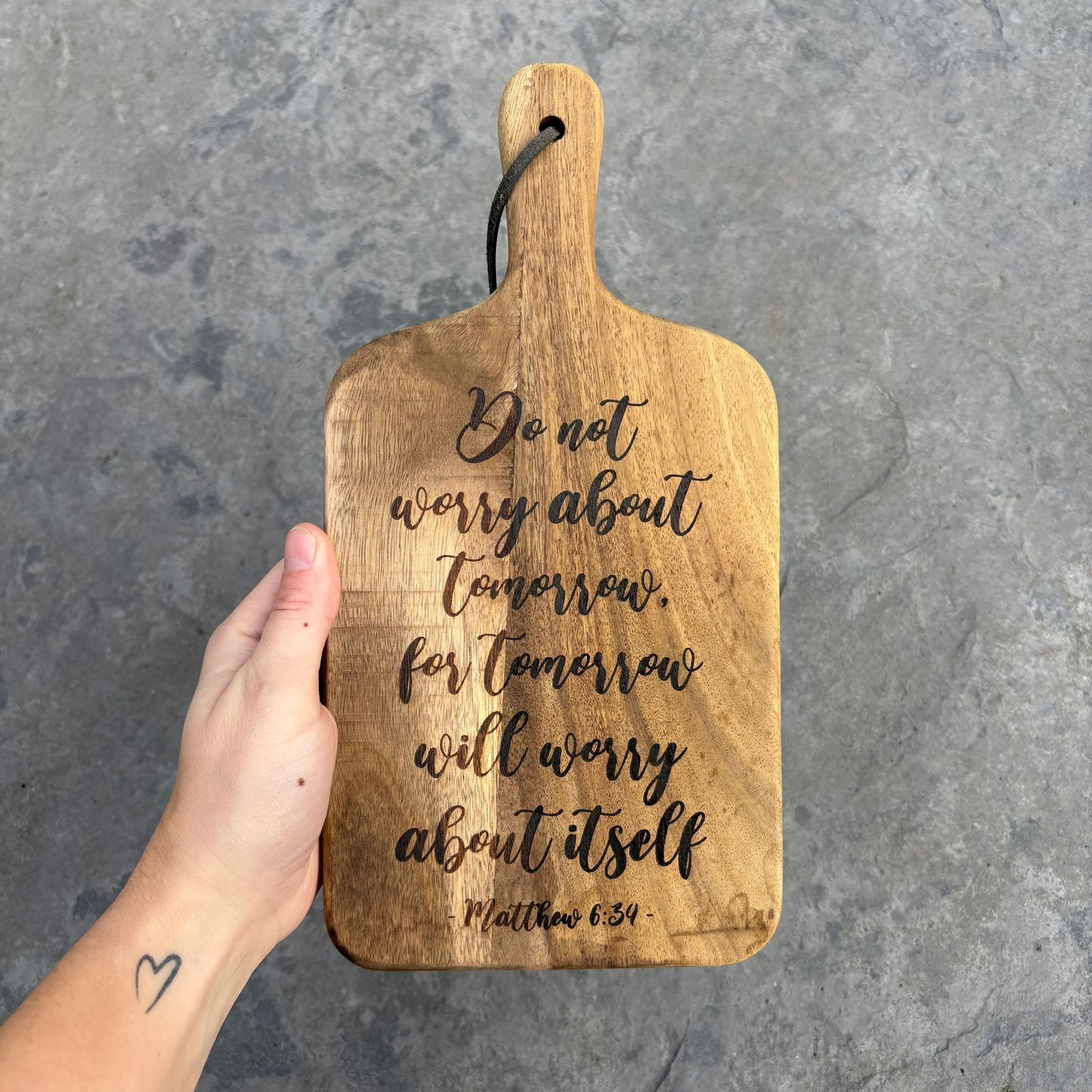 'Do not worry about tomorrow' laser engraved decorative wooden board