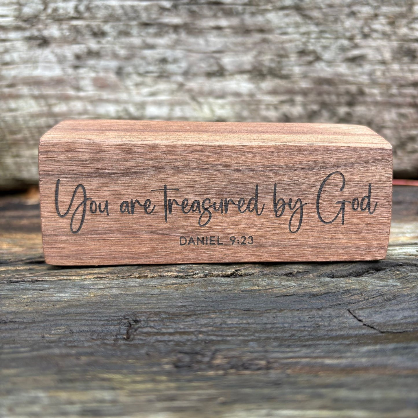 'You are treasured' - solid walnut mini plaque