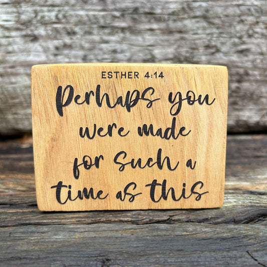 ‘Perhaps you were made for such a time as this' - solid wood plaque
