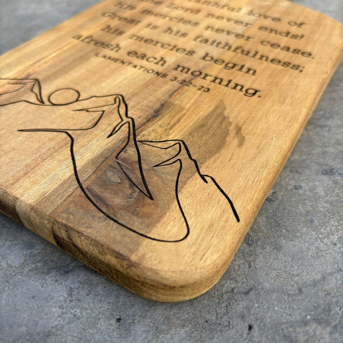 'Great is his faithfulness' laser engraved decorative wooden board