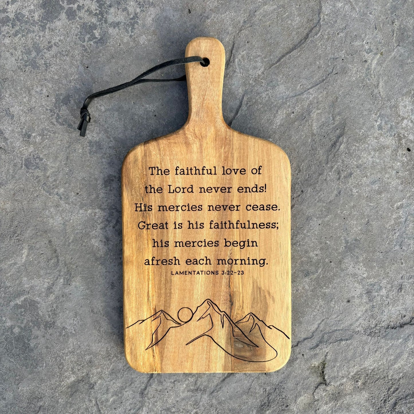 'Great is his faithfulness' laser engraved decorative wooden board