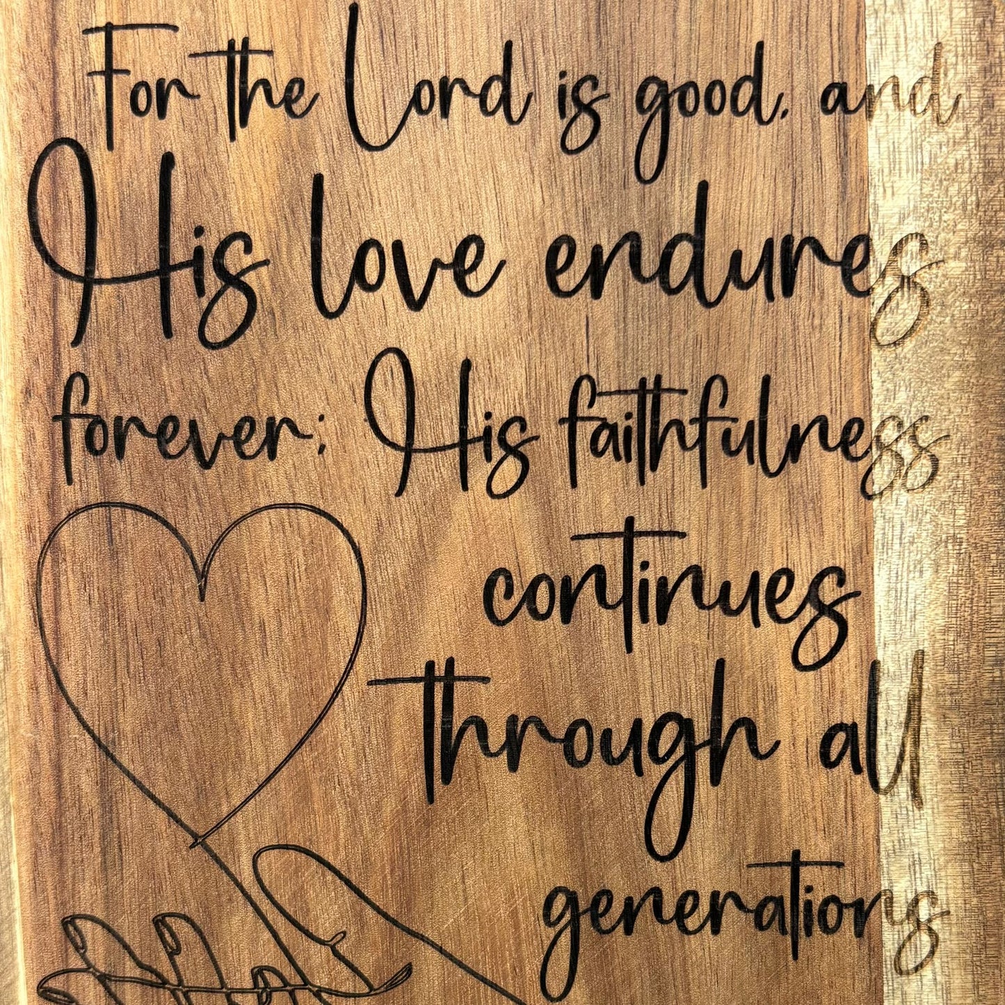 'The Lord is good' laser engraved decorative wooden board