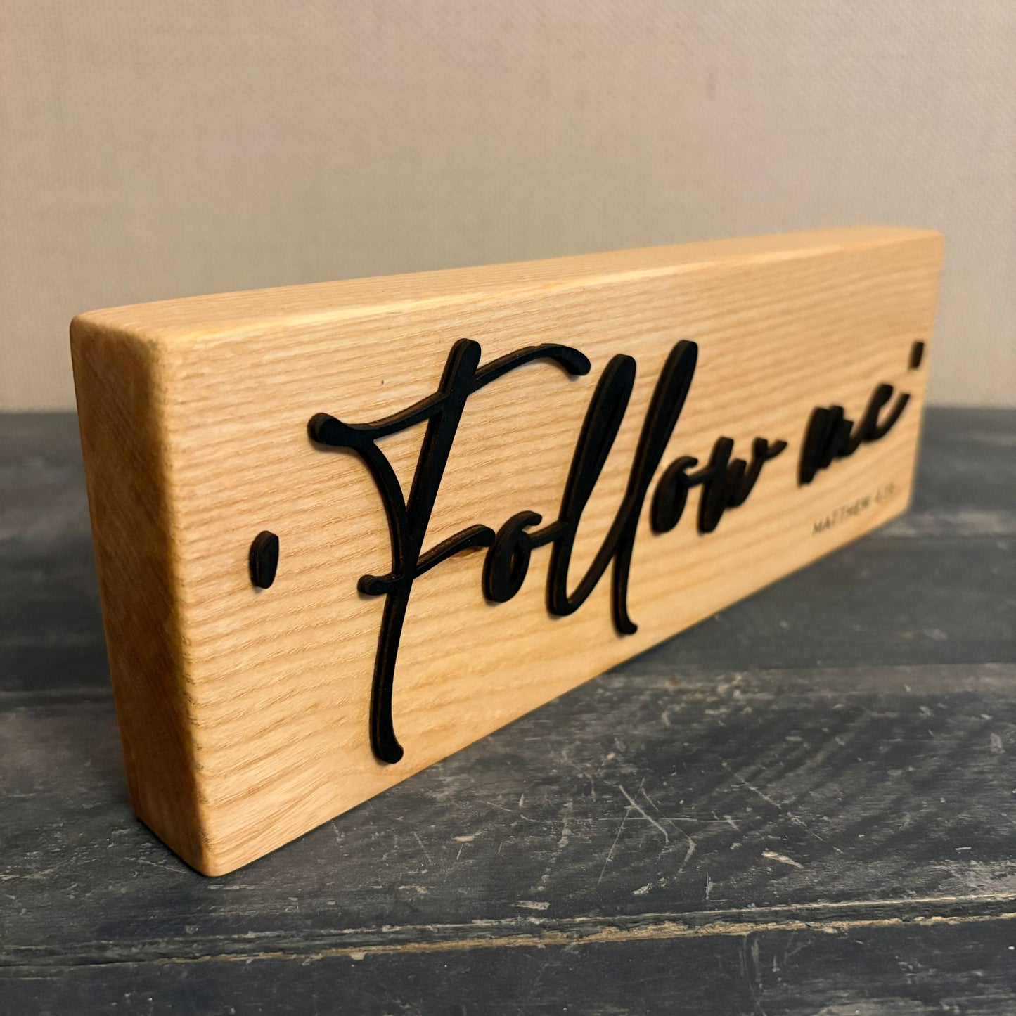 'Follow me' - decorative ash plaque