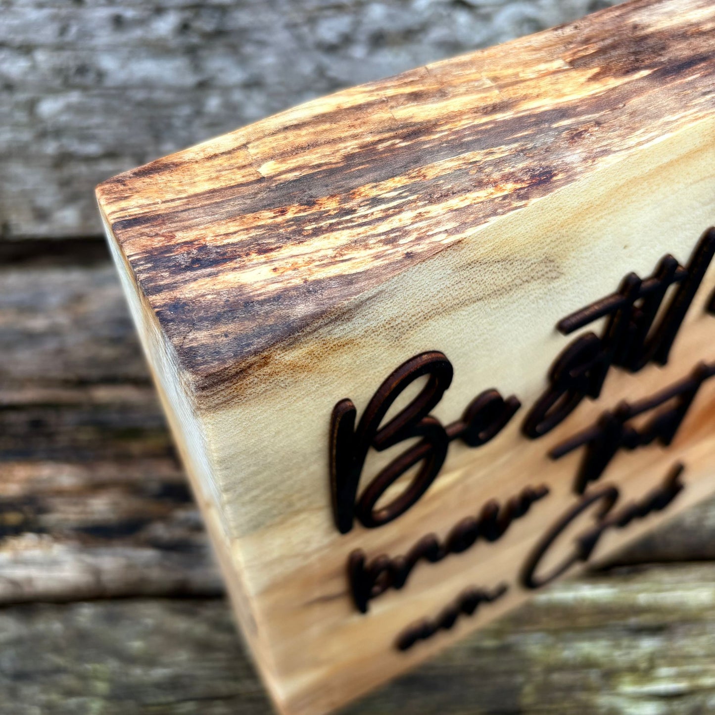 'Be still and know that I am God' - decorative sycamore plaque