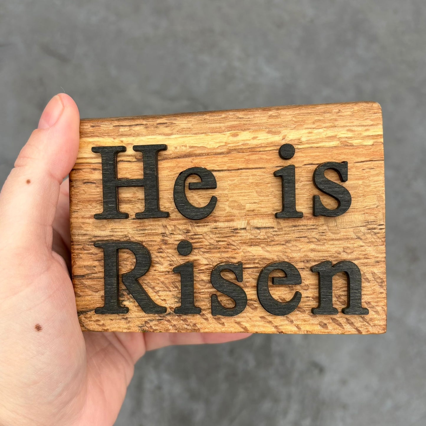 'He is risen' - rustic decorative plaque