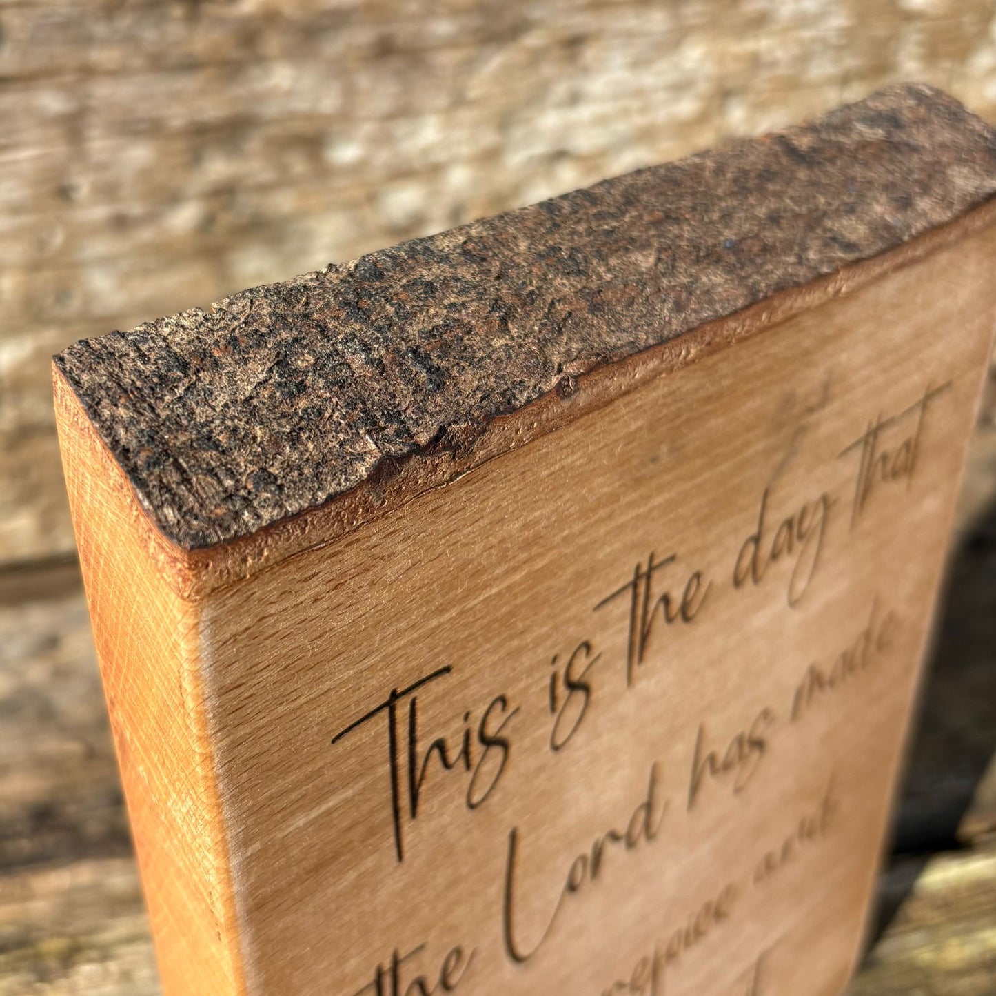'This is the day that the Lord has made' live edge beech plaque