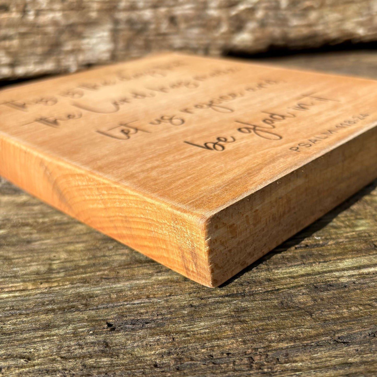 'This is the day that the Lord has made' live edge beech plaque