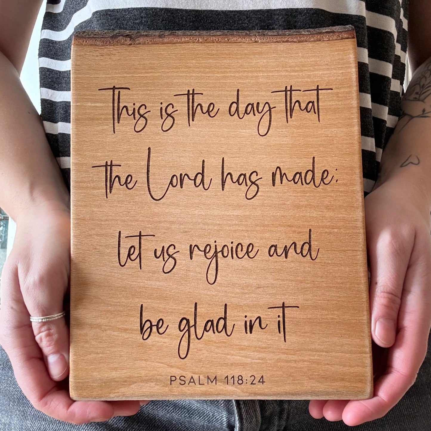 'This is the day that the Lord has made' live edge beech plaque