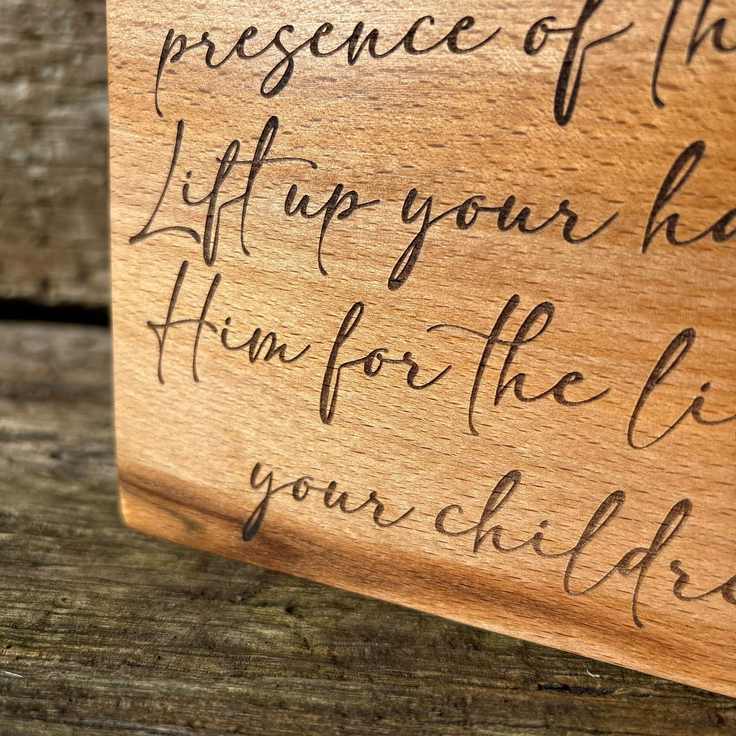 'Pour out your heart like water' decorative beech plaque