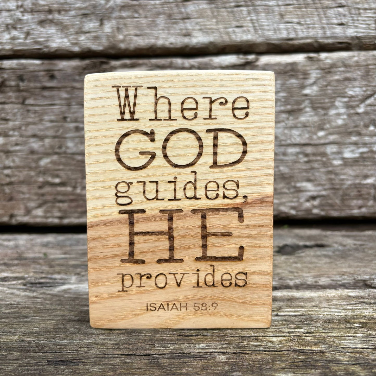 'Where God guides, He provides' ash decorative plaque